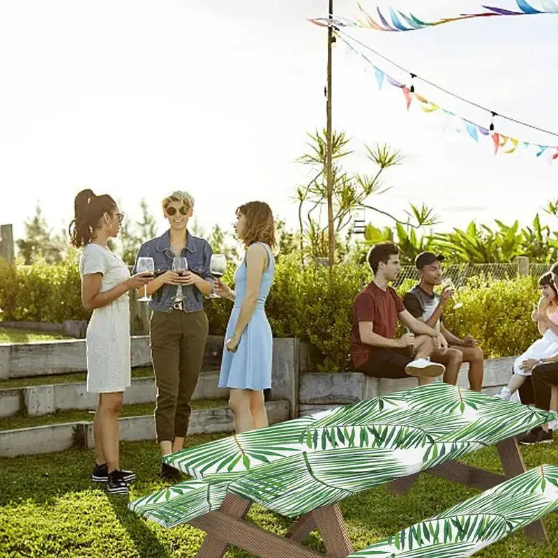 Fitted Picnic Table Cover Stylish 3Pcs Picnic Bench Covers Picnic Table Cloths Elastic Picnic Table Covers Beautiful Picnic