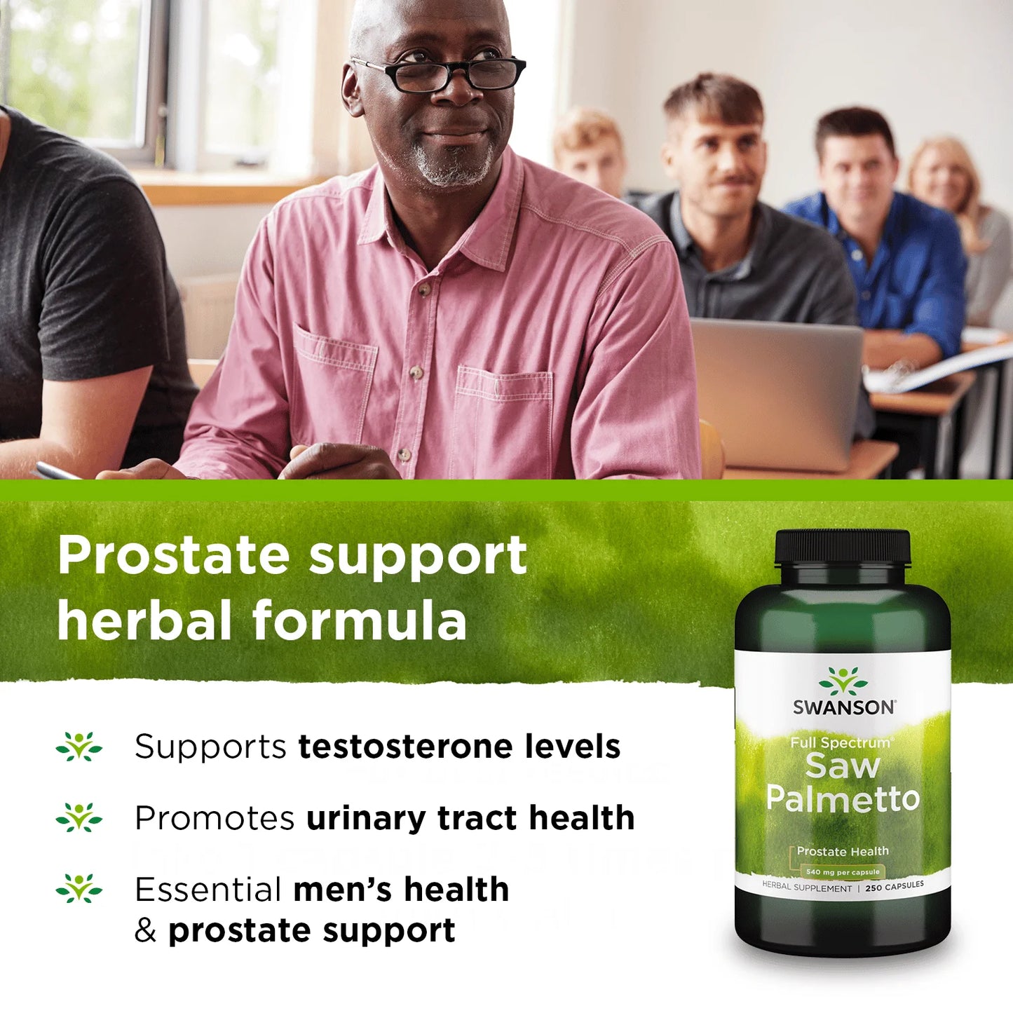 Saw Palmetto Herbal Supplement for Men Prostate Health Hair Supplement Urinary Health 540 Mg 250 Capsules
