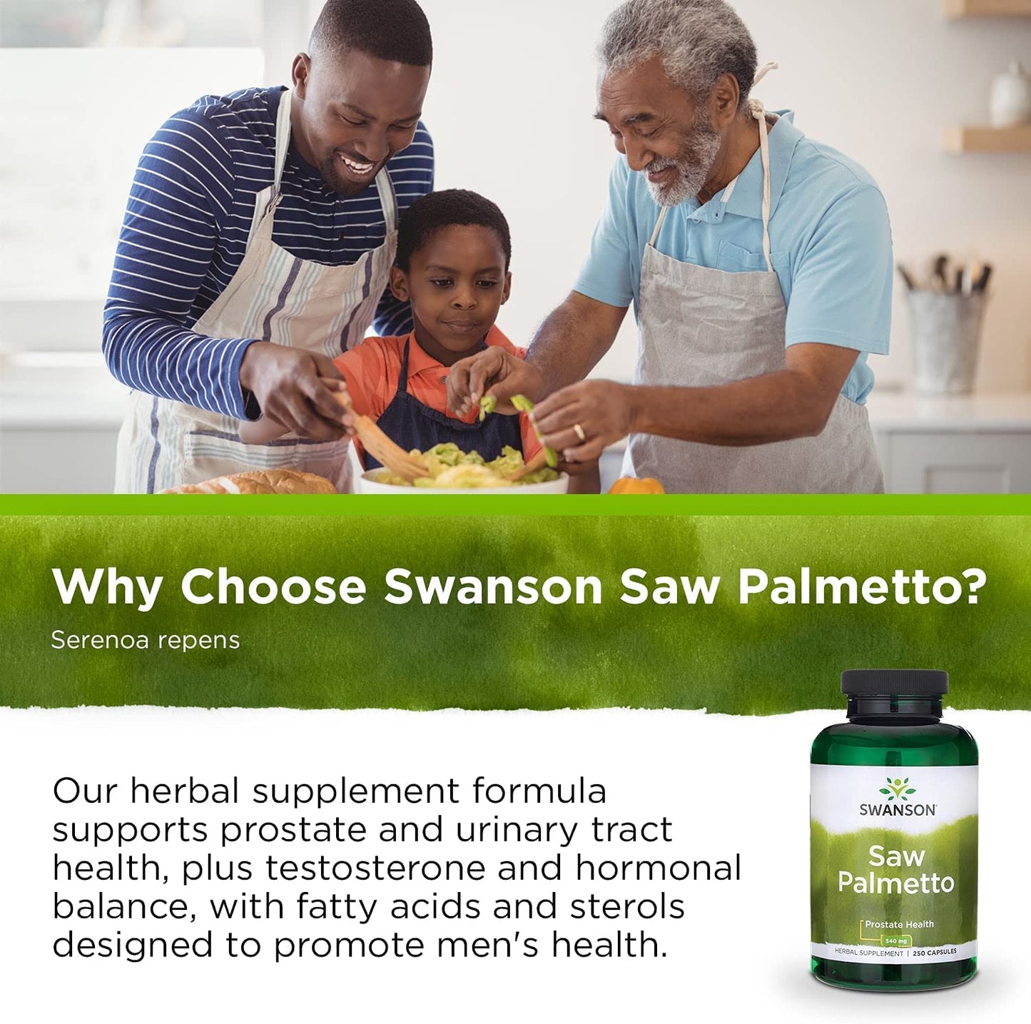 Saw Palmetto Herbal Supplement for Men Prostate Health Hair Supplement Urinary Health 540 Mg 250 Capsules