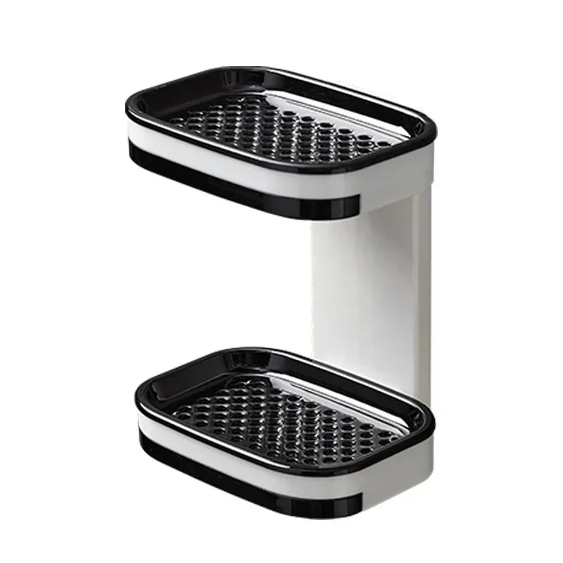 Wall Mounted Double Layer Soap Dish Punch-Free Drawer Draining Holder Kitchen Sponge Storage Box Bathroom Organizer Rack Shelves