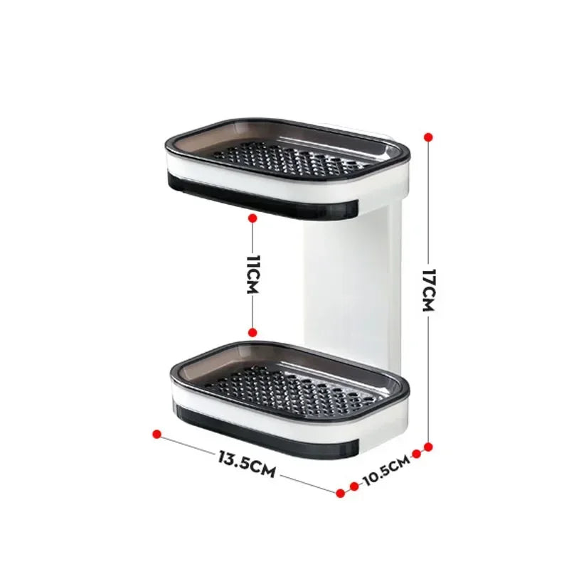 Wall Mounted Double Layer Soap Dish Punch-Free Drawer Draining Holder Kitchen Sponge Storage Box Bathroom Organizer Rack Shelves