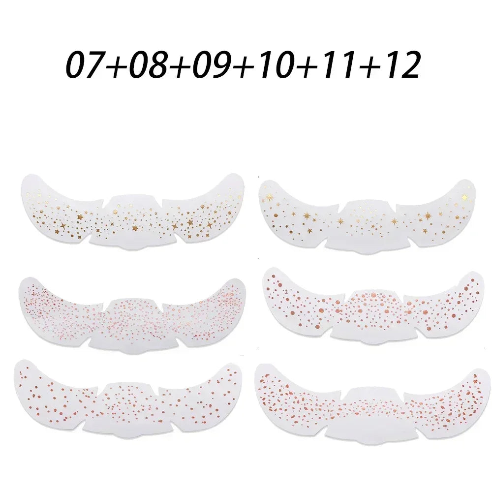 6Pcs Hot Stamping Freckles Makeup Patches Metallic Radiation Golden Silver Fake Freckles Temporary Tattoo Stickers Face Makeup