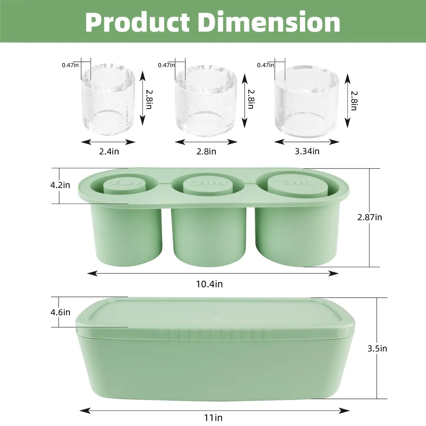 Ice Cube Tray Maker for Stanley Tumbler Cup, Silicone Ice Cube Molds with Lid and Bin for Chilling Cocktails, Whiskey, Drinks