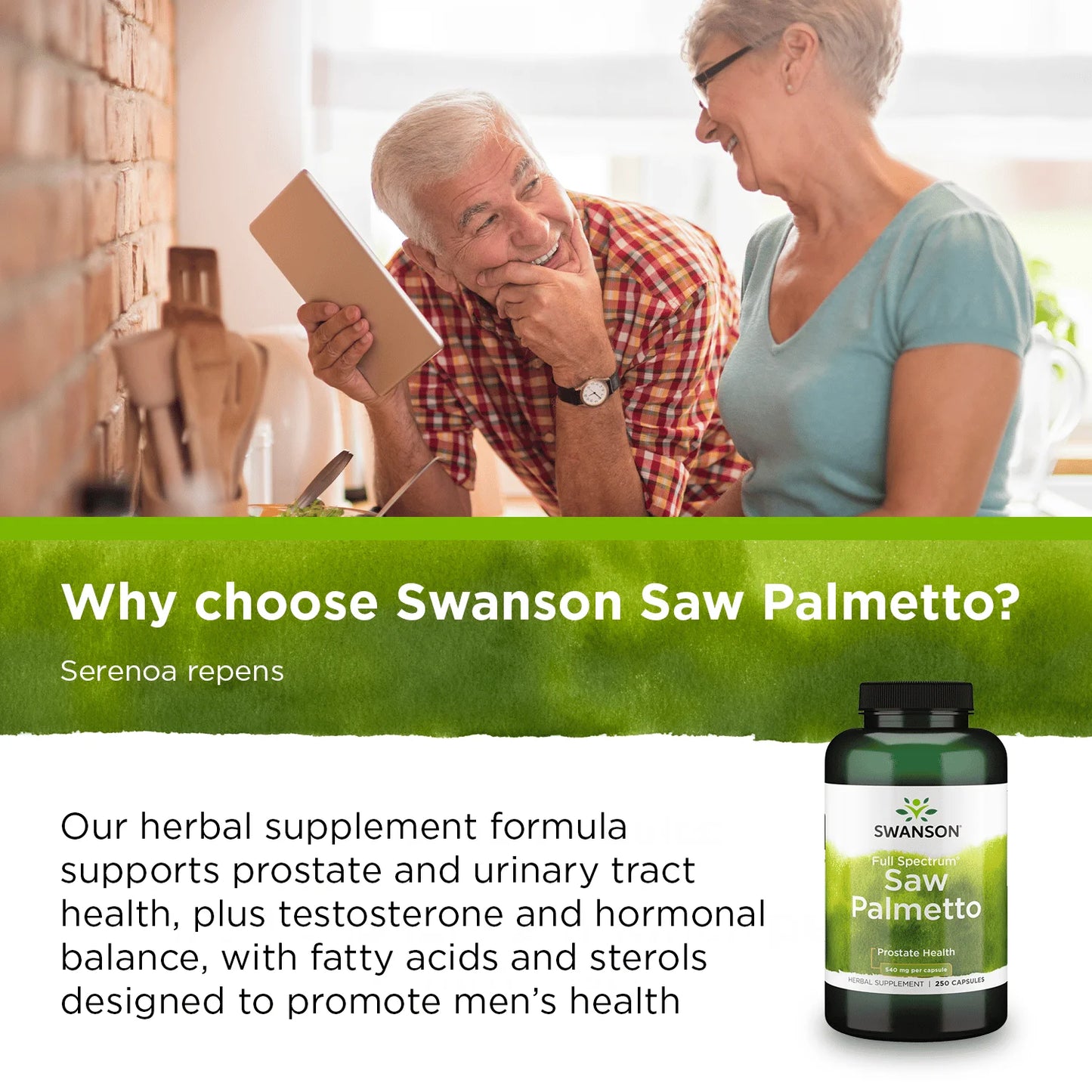 Saw Palmetto Herbal Supplement for Men Prostate Health Hair Supplement Urinary Health 540 Mg 250 Capsules