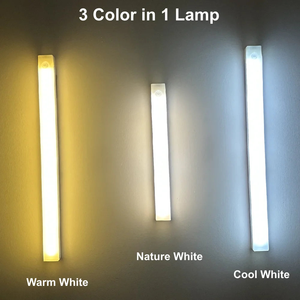 Type C Rechargeable LED Night Light PIR Motion Sensor under Cabinet Lamp for Kitchen Wardrobe Room Bedside Induction Bar Light