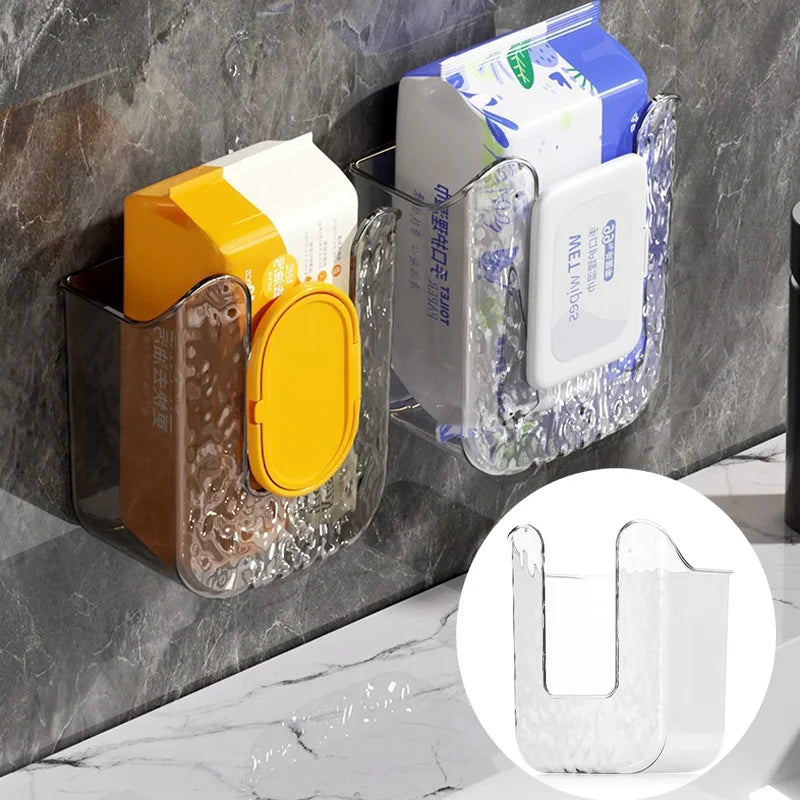 Wet Wipe Box Wall Mounted Wipe Tissue Organiser Toilet Paper Holder Box Self-Adhesive Paper Towel Dispenser for Kitchen Bathroom