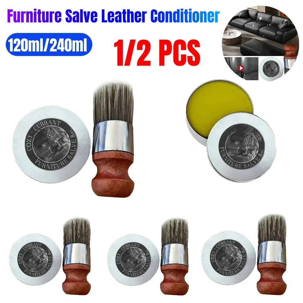 4/8Oz Leather Salve All-Natural Polishing Treatment Leather Cream Conditioner Universal Conditioner for Car Interiors Furniture
