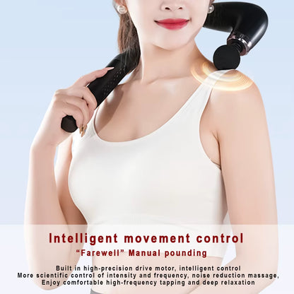 Fascia Gun with Extended Handle and Elbow for Self-Assist Massage of the Upper and Lower Back Muscle Relaxation and Massage Done