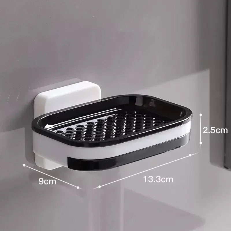 Wall Mounted Double Layer Soap Dish Punch-Free Drawer Draining Holder Kitchen Sponge Storage Box Bathroom Organizer Rack Shelves