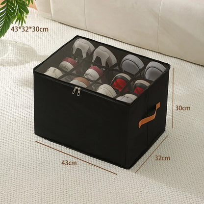 Foldable Shoe Organizer with Lid Dustproof Storage Box for Shoes Clothes Accessories Home Organization Box