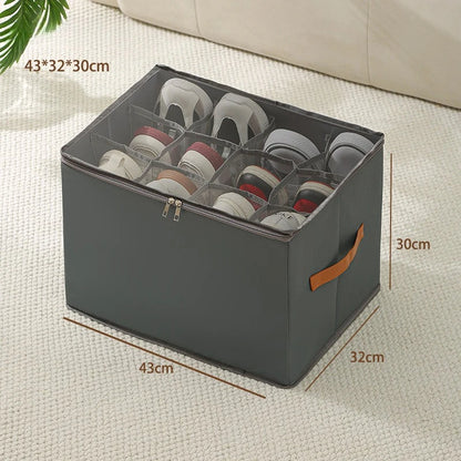 Foldable Shoe Organizer with Lid Dustproof Storage Box for Shoes Clothes Accessories Home Organization Box