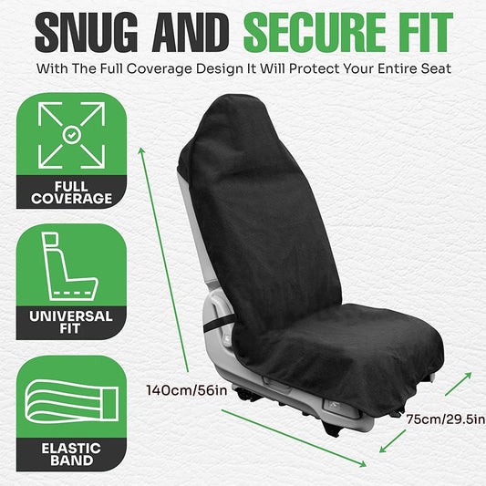 Car Universal Seat Towel Cover Adjustable Waterproof Protector Elastic Strap Non-Slip Breathable Front Rear Chair Cover